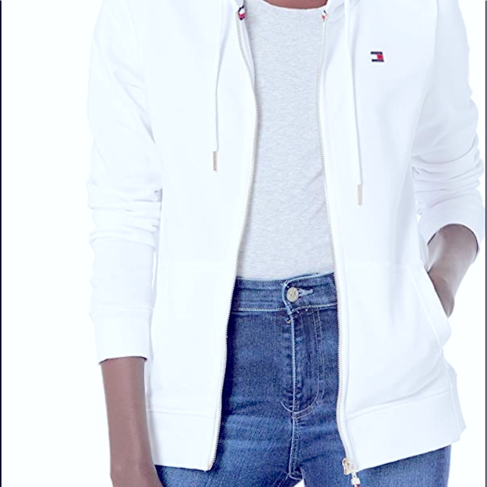 Tommy HILFIGER white zip up hoodie (BRAND NEW)